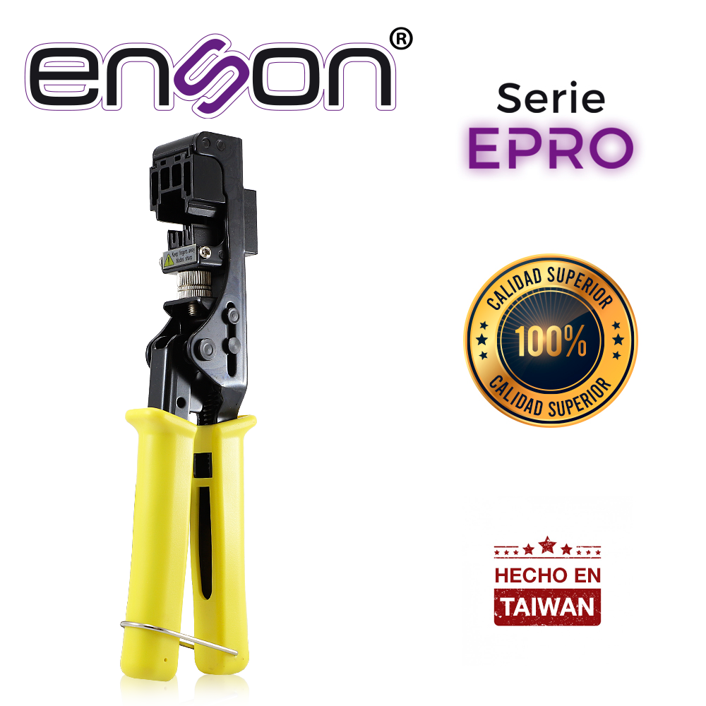 PINZA REMATADORA ENSON EPRO-JACKTOOL SERIE EPRO DISEÑADA PARA EL REMATADO CON JACK FACIL PONCHADO SERIE EPRO PONCHA JACKS RJ45 CUENTA CON GUILLOTINA QUE CORTA EL EXCESO DE CABLE UTP LO CUAL AGILIZA Y AHORRA TIEMPO EN PROYECTOS