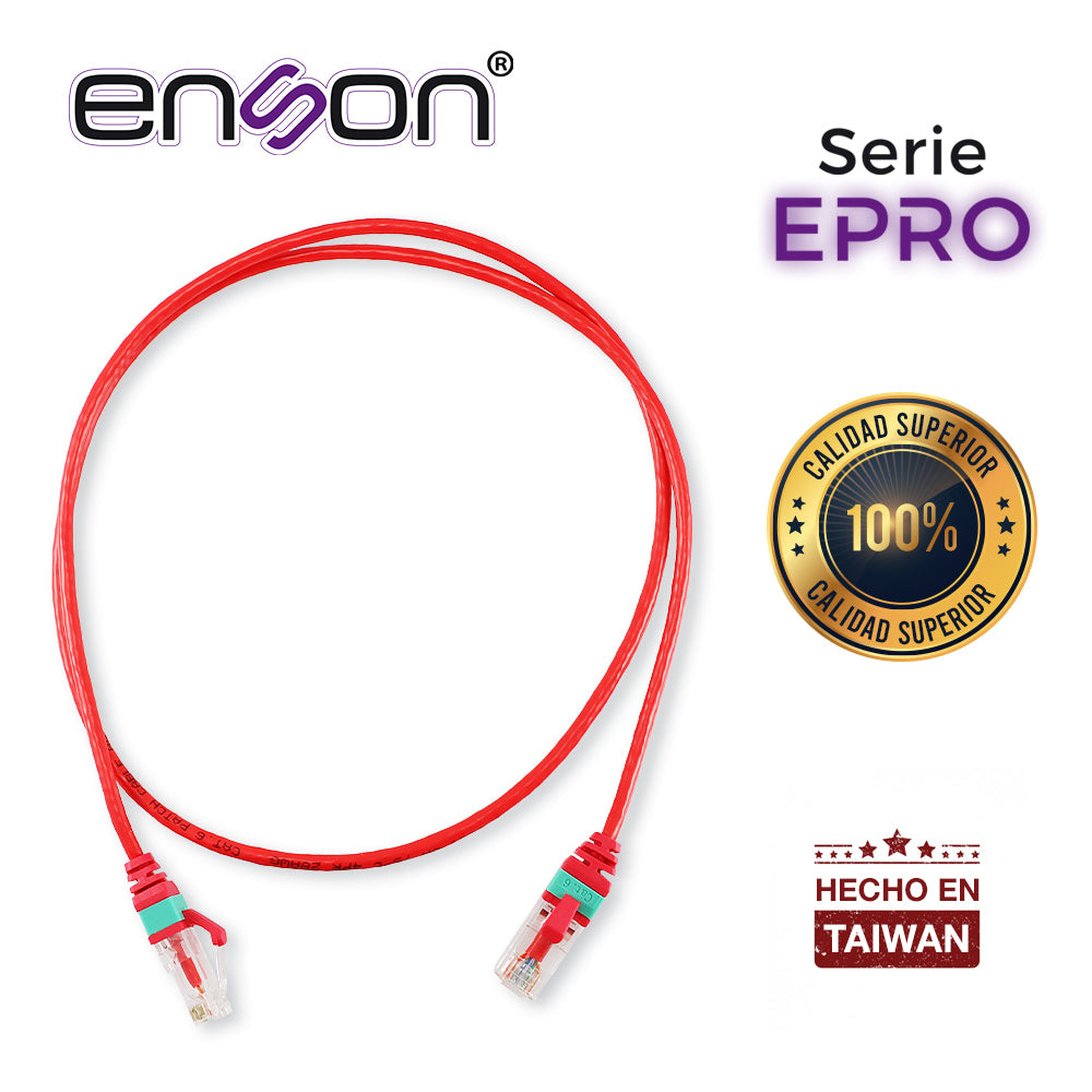 PATCHCORD RJ45 ENSON EPRO-6PC90-RD DE 90CM CAT6 COLOR ROJO ULTRADELGADO IDEAL PARA TERMINADOS EN PATCHPANEL DE ALTA DENSIDAD