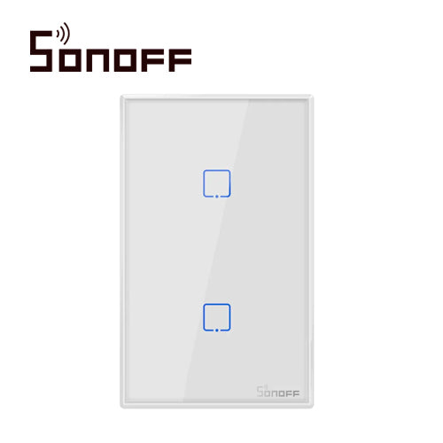 APAGADOR DE PARED TOUCH ON/OFF SONOFF T2US2C SMART INALAMBRICO WIFI PARA SOLUCION DE SMART HOME CON TEMPORIZADOR PARA IOS Y ANDROID COMPATIBLE CON ALEXA/GOOGLE HOME/IFTTT 2CH WIFI 2.4GHZ RF 433 HASTA 2AMP POR CANAL