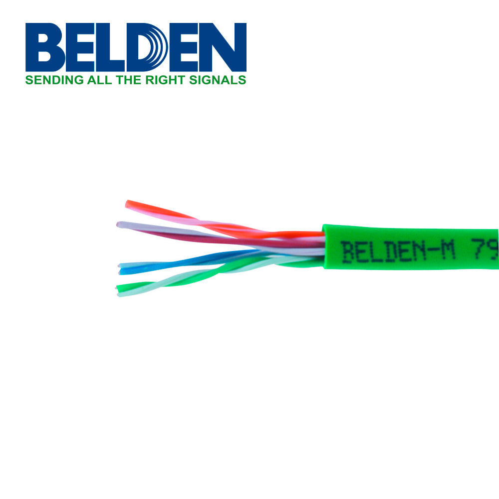 CABLE UTP CAT5E BELDEN 7988R N3UU1000 FORRO PVC VERDE CMR 4 PARES 200 MHZ CALIBRE 24AWG 100% COBRE USO INTERIOR IDEAL PARA APLICACIONES DE VIDEO BASADAS EN UTP Y KVM (BAJO RETARDO) BOBINA 1000 PIES 305 METROS