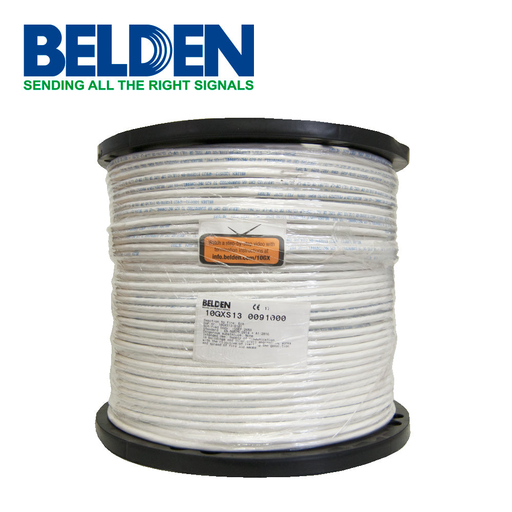 CABLE UTP CAT6A BELDEN 10GXS12 0091000 / INTERIOR / BLANCO / 625MHZ / 4 PARES / 23 AWG / FORRO PVC / CMR / CERTIFICABLE / BOBINA / 1 000 PIES 305 METROS