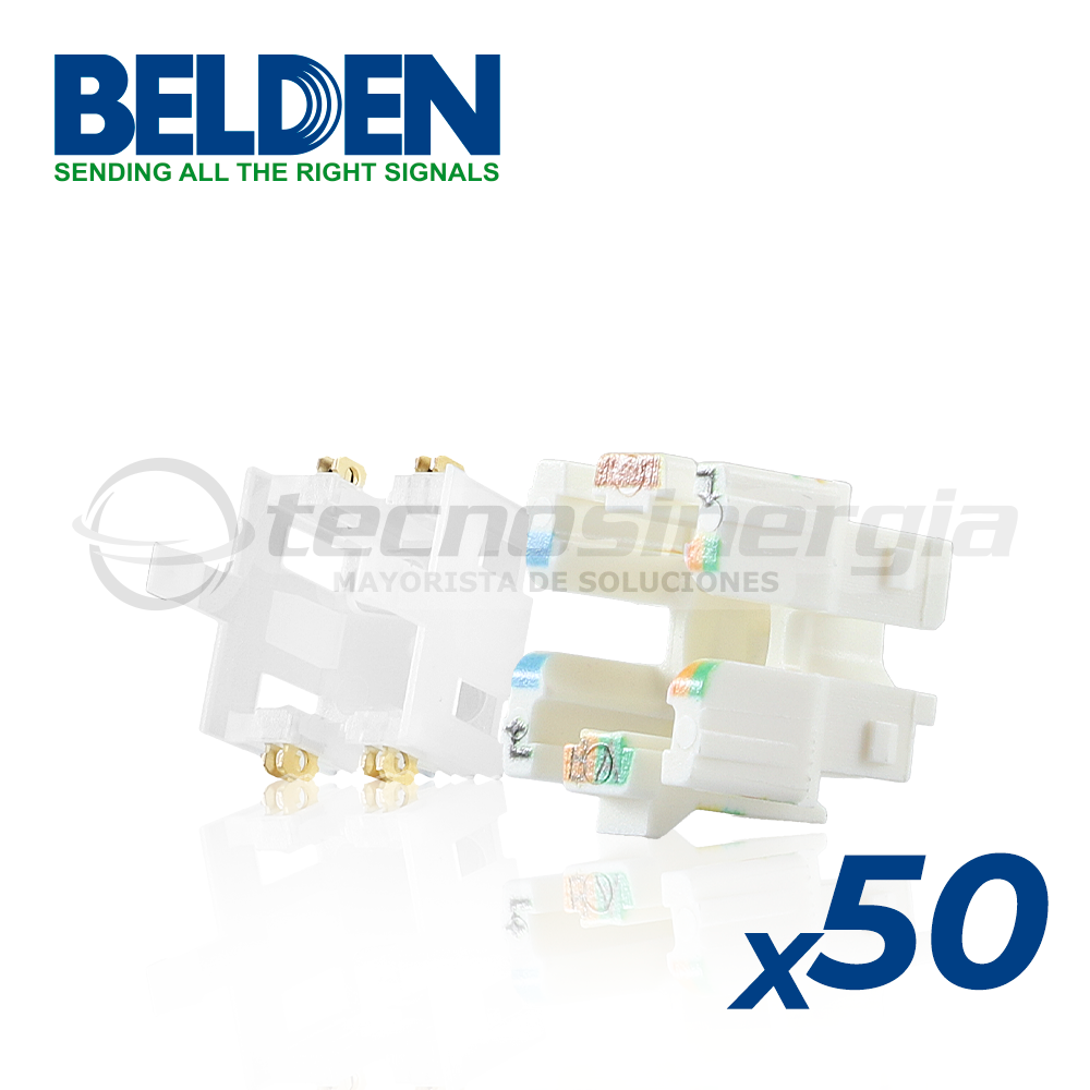PAQUETE DE NÚCLEOS DE REPUESTO REVCONNECT BELDEN RVUCOEW-B50 IDEAL PARA JACK Y PLUG REVCONNECT 50 PIEZAS COLOR BLANCO TIPO KEYCONNET FIJACIÓN POR COMPRESIÓN HERRAMIENTA COMPATIBLE RVUTT01 USO INTERIOR CALIBRE DEL CONDUCTOR 23-24 AWG