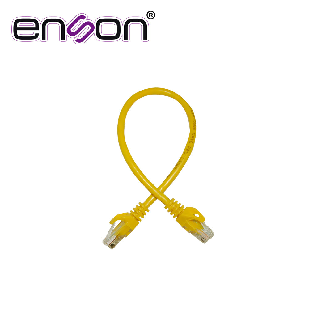 PATCHCORD UTP ENSON P6003Y CAT6 30CM AMARILLO SERIE EPRO 100-II 100 POR CIENTO COBRE PARA MEJOR IDENTIFICACION DE SOLUCIONES EN RACKS Y GABINETES