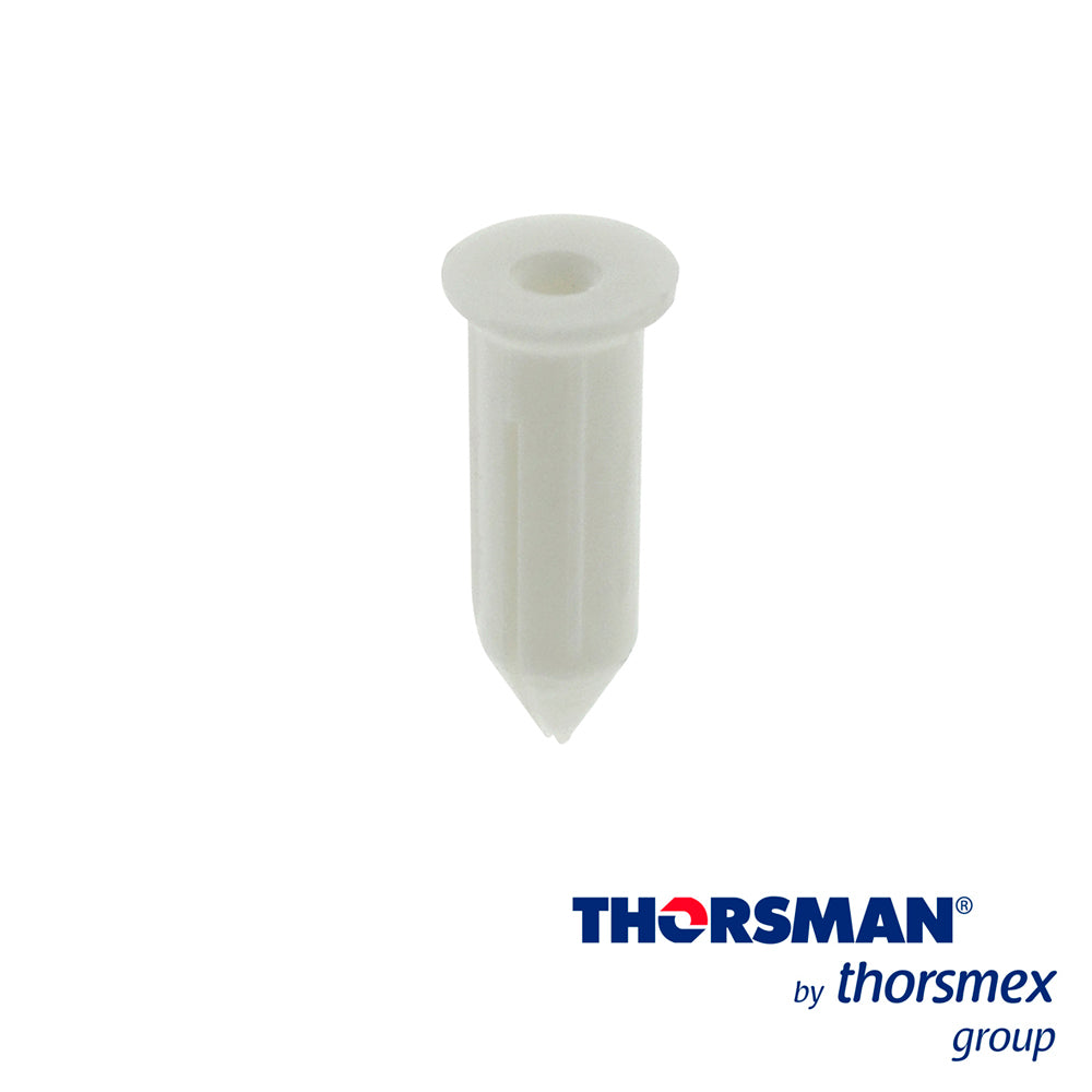 CLAVITHOR THORSMAN TCP0 1206-01100 TAQUETE PARA FIJAR CON CLAVO 5/16pulg x 3/4pulg COLOR BLANCO CAJA 100 PIEZA ELABORADO CON POLIESTIRENO DE ALTO IMPACTO FLEXIBLE RESISTENTE AL IMPACTO REALIZA UNA EXPANSIÓN PARA USO EN INTERIORES