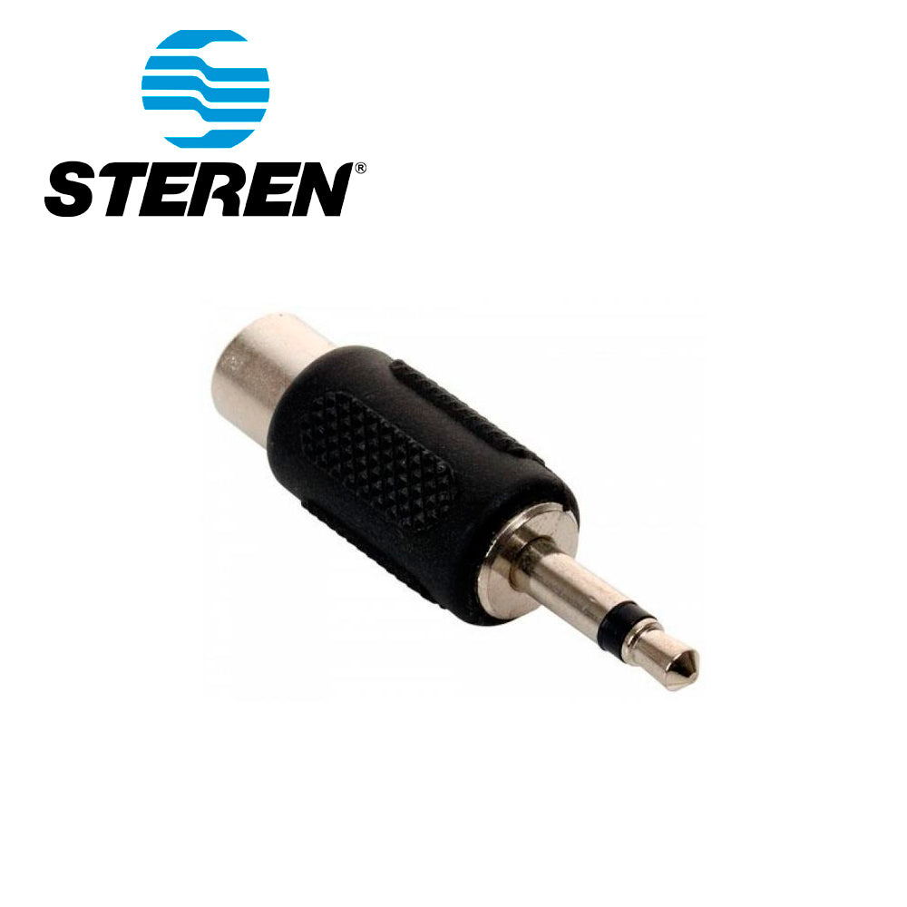 ADAPTADOR STEREN 251-122 HEMBRA (JACK) RCA A CONECTOR MACHO (PLUG) DE 3 5 MM MONO.