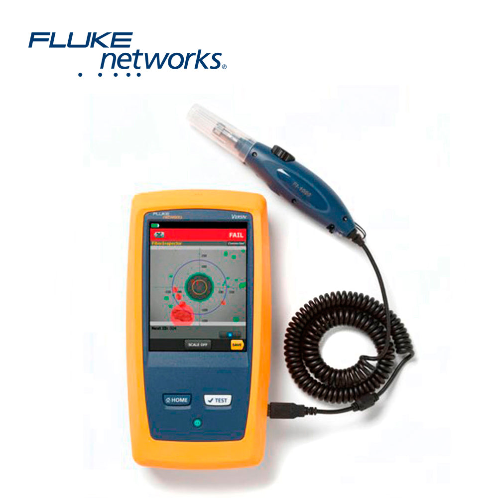 CAMARA DE INSPECCION FIBERINSPECTOR DE FIBRA ÓPTICA FLUKE NETWORKS FI-500 CON MICRO SONDA IDENTIFICA FIBRA CONTAMINADA O DAÑADA COMPATIBLE CON CONECTORES SC Y LC PANTALLA LCD A COLOR