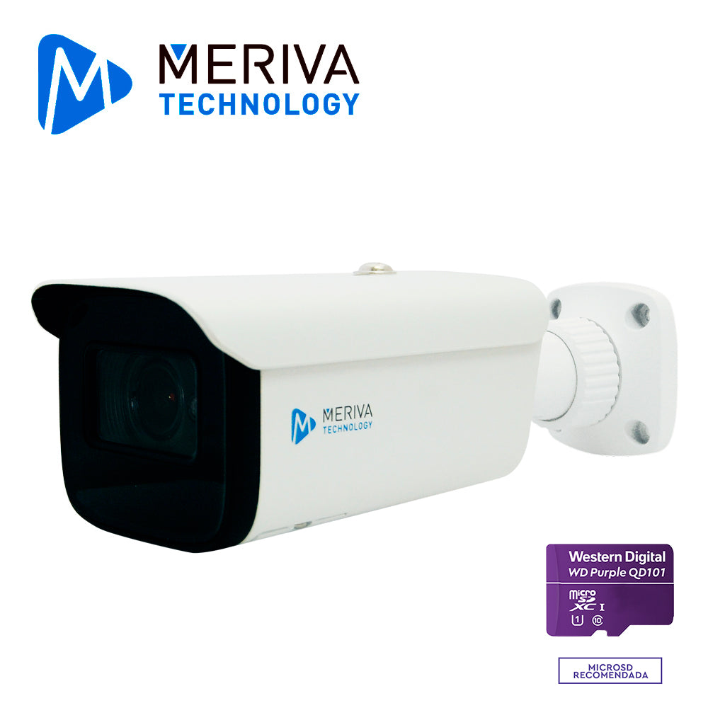 CAM IP BULLET MERIVA TECHNOLOGY MOB-500ZS3A / 5MP / 2.8-12MM LENTE MOTORIZADO / H.265 / 50M IR / MIA INTEGRADO / METALICA / IP67 / POE / 12VCD