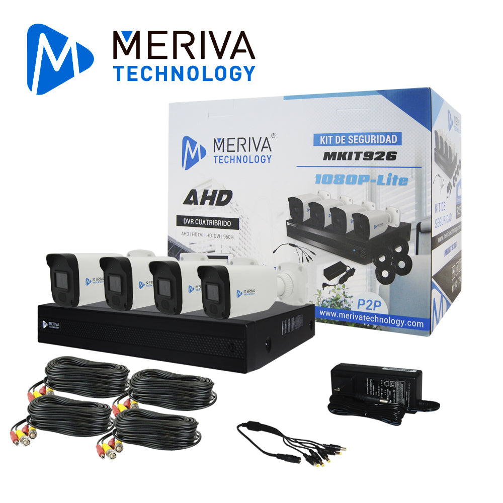 KIT 4X4 1080P 2MP MKIT926 INCLUYE DVR 4CH + 4 CÁMARAS BULLET METAL 2MP 3.6MM MSC-207 + 4 CABLES 18MTS C/U + FUENTE DE PODER Y DISTRIBUIDOR DE ENERGÍA