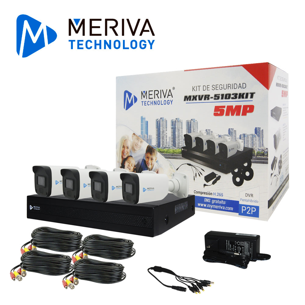 KIT 4X4 MXVR-5103KIT 5MP H.265 ANALITICA BASICA (CRUCE DE LÍNEA / INTRUSIÓN) INCLUYE: 1 DVR 4CH BNC + 2CH IP MXVR-5104 + 4 CÁMARAS BULLET 5MP MSC-5203 METÁLICAS IP67 30M IR MULTI-TECNOLOGÍA + 4 CABLES PRE PONCHADOS VIDEO Y ALIMENTACIÓN 18MTS C/U +