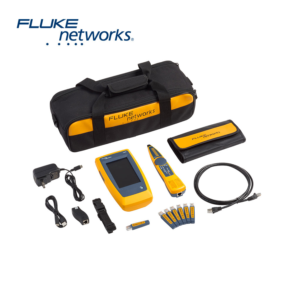 TESTER DE CABLES Y DE RED LINKIQ FLUKE NETWORKS LIQ-KIT PERMITE ENCONTRAR LA VELOCIDAD MÁXIMA DE CABLEADO HASTA 10 GBPS COMPROBACIÓN DE CARGA POE IDENTIFICA LA INFORMACIÓN DEL SWITCH MIDE LONGITUDES HASTA 305 METROS PANTALLA TÁCTIL IDENTIFICADOR