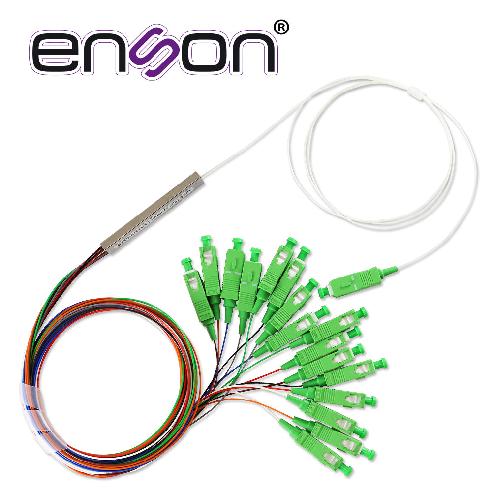 SPLITTER PLC (DIVISOR OPTICO) ENSON ENS-PLC1X16 CON CONECTORES SC APC 1X16 FIBRA OPTICA MONOMODO