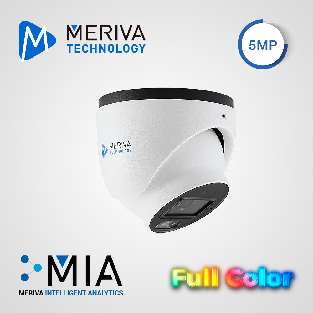 CAMARA IP TURRET MERIVA TECHNOLOGY MTD-FC500FA / 5MP / H.265+ / 2.8MM / 20 - 30M LUZ CALIDA / IP67 / METALICA / 12 VCD / POE / SOPORTA MICRO SD HASTA 256 GB (NO INCLUIDA) / 1 ENTRADA DE AUDIO / MICROFONO INTEGRADO / MIA 2.0 / ONVIF / FACE - DETECCIO