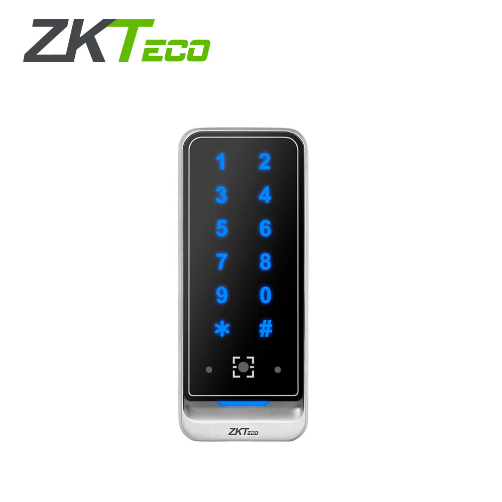 LECTOR CON TECLADO RFID 125KHZ Y CODIGOS QR DE ZKTECO QR600-VK-E FABRICADO EN METAL COMPATIBLE CON LA APP MOVIL DE BIOSECURITY BIOACCESS Y BIOCVSECURITY