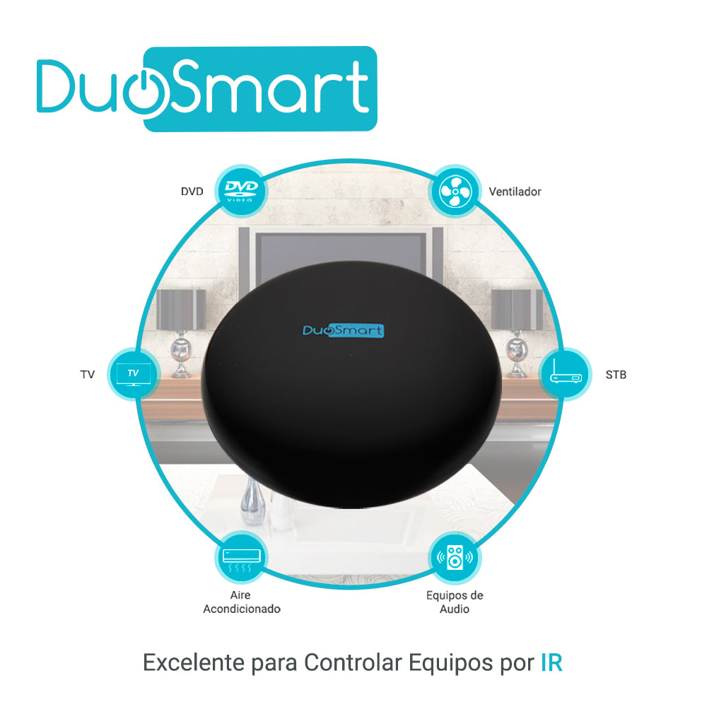 MODULO IR WIFI DUOSMART L10 CONTROLA EQUIPOS QUE USEN CONTROL REMOTO INFRARROJO CON FUNCION DE APRENDIZAJE DE CODIGOS COMPATIBLE CON APP DUOSMART