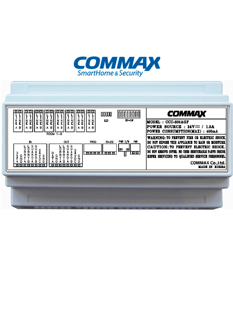 COMMAX CCU208AGF - Distribuidor de piso para sistema de audio portero departamental/ 8 Intercomunicadores AP2SAG / Conexión a 2 hilos / 24 VDC/ Sistema