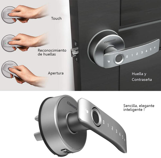 COMMAX CDL800WL - Cerradura biométrica inteligente con capacidad para 100 huellas  teclado touch para 4 passwords y fácil instalación