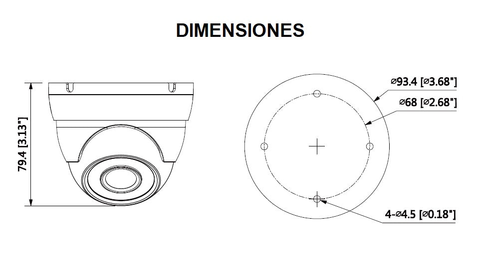 DAHUA HAC-HDW1200MN-0280B - Camara Domo 1080p/ Metálica/ Lente de 2.8mm/ 101 Grados de Apertura/ Ir de 30 Metros/ IP67/ DWDR/ BLC/HLC/AGC/ Soporta HDCVI/TVI/AHD/CBVS/