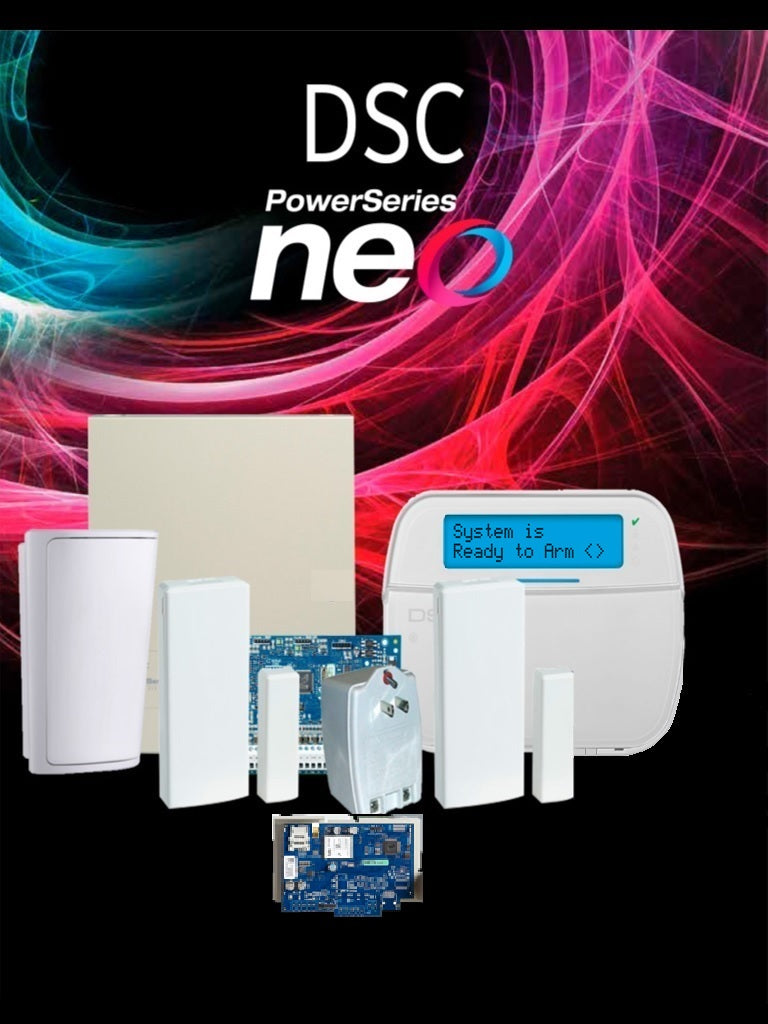 DSC NEO-RF-LCD-IP-SB Paquete NEO 32 Zonas Inalámbricas/Panel HS2032/Comunicador TL280E/Teclado ALFANUMÉRICO con TRANSCEPTOR HS2LCDRF9N/2 Contactos PG9303/Sensor Inalámbrico PG9914/Fuente PTC1640U/Gabinete /Sin Batería/#PLANDEBENEFICIOS #LEÓN