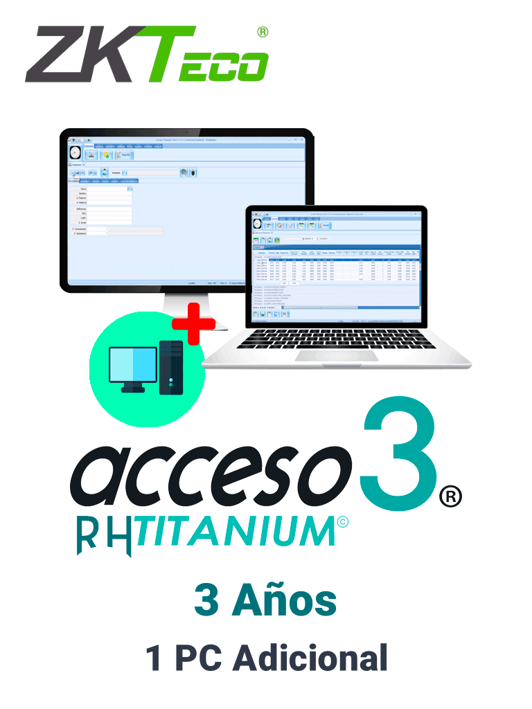 ZKACCESO TITANIUMCOMPADD3 YEARS - Licencia para 1 PC adicional de adminsitracion de software / 3 Años