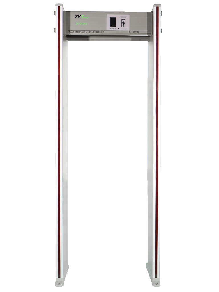 ZKTECO D1065 - Arco detector de metal con 6 zonas de detección 100 niveles de sensibilidad pantalla LCD de 3.5" contadores de personas y alarmas indicadores LED en ambas vistas