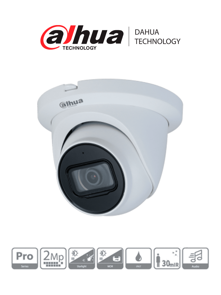 DAHUA DH-HAC-HDW2241TMQN-A - Cámara Domo de 2 Megapixeles/ Super Adapt/ Lente de 2.8 mm/ 109 Grados de Apertura/ WDR de 130 dB/ IR de 60 Mts/ Micrófono Integrado Embebido/ IP67/ Instalación Rápida/ #ProHDCVI