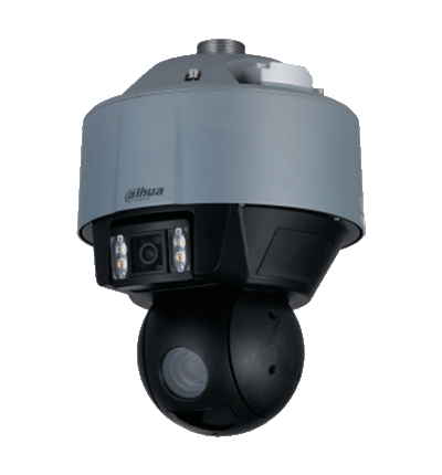 DAHUA DH-SDT5X405-4F-QA Cámara PTZ Dual de 4MP con IA WizMind y visión multivisión. Incluye lente panorámico de 6mm y zoom 10-50mm para detalles precisos IR de 100m y soporte para reconocimiento y captura de rostros. #MV