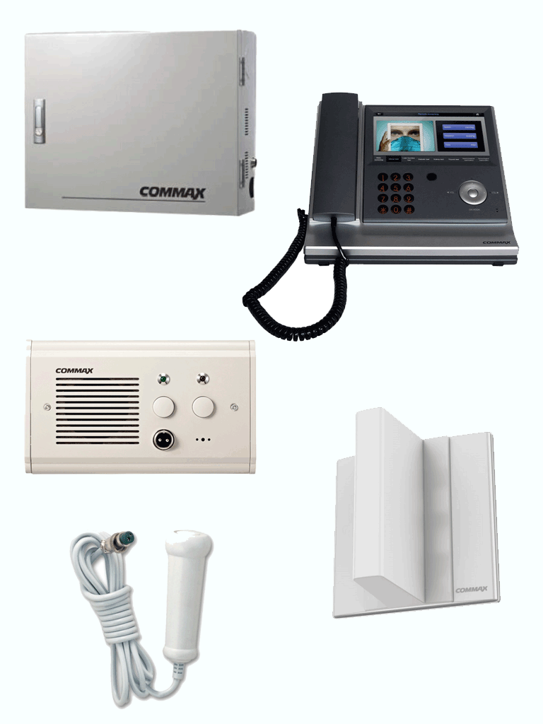 COMMAX ENFERMERIAPACK10 - Paquete de solución de enfermería para 10 habitaciones de Hospital/ Incluye unidad central unidad de enfermería 10 subestaciones de cama 10 botones pulsadores y 10 luces de corredor