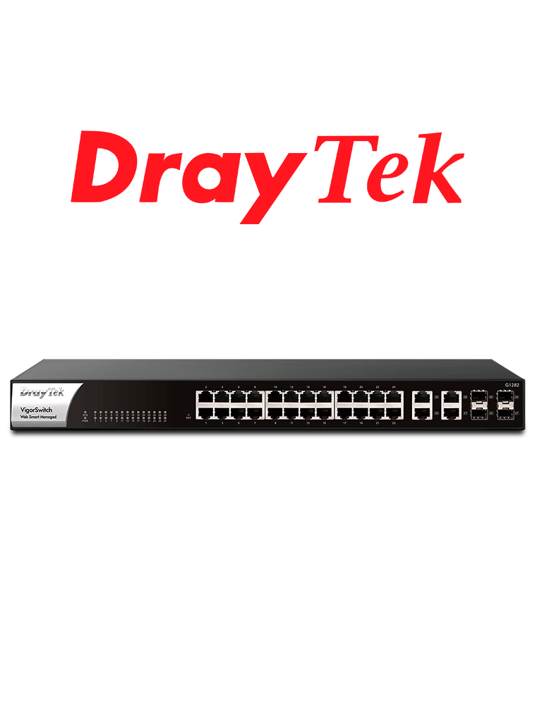 DrayTek Vigorswitch G1282 - Switch Gigabit Ethernet administrable web SMART 24 puertos Gigabit 4 puertos combo SFP/RJ45