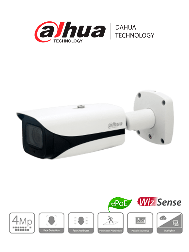 DAHUA IPC-HFW5442EN-ZE-Cámara IP Bullet Resolución de 4 MP lente motorizado 2.7-12mm(ángulo 114°-47°)IR 60 m IA WizMind detección facial protección perimetral conteo de personas Starlight ePoE WDR 140 dB IK10 y E/S alarma/audio #MDIP #IMD