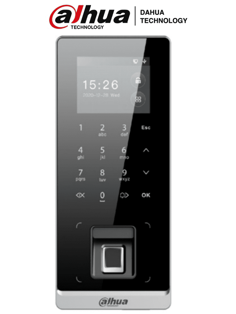 DAHUA ASI2212H-W - Control de Acceso Exterior IP65/ 3 000 Huellas/ 30 000 Tarjetas Mifare y Passwords/ 150 000 Eventos/ Diseño Delgado y Elegante/ Desbloqueo Remoto/ TCP/IP/ AutoRegistro/ P2P/ Funcion de Timbre/