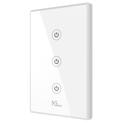 NGTECO NGS103 - Apagador Inteligente WiFi 3 Botones Touch / Control Remoto vía App / Control por Voz / Temporizador / Panel Táctil de Alta Sensibilidad / WiFI 2.4 GHz / Se requiere Cable Neutro / Compatible con Alexa y Asistente de Google