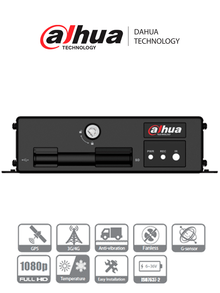 DAHUA DHI-MXVR1004-GCI - DVR Movil de 4 Canales con Inteligencia Artificial 1080p/ H.265/ Soporta 2 Tarjetas SD/ Soporta DSM/ADAS/BSD/ 1 Salida de Video/ Audio 2 Vias/ 6 Entradas de Alarma/ 1 Salida/ #LoNuevo