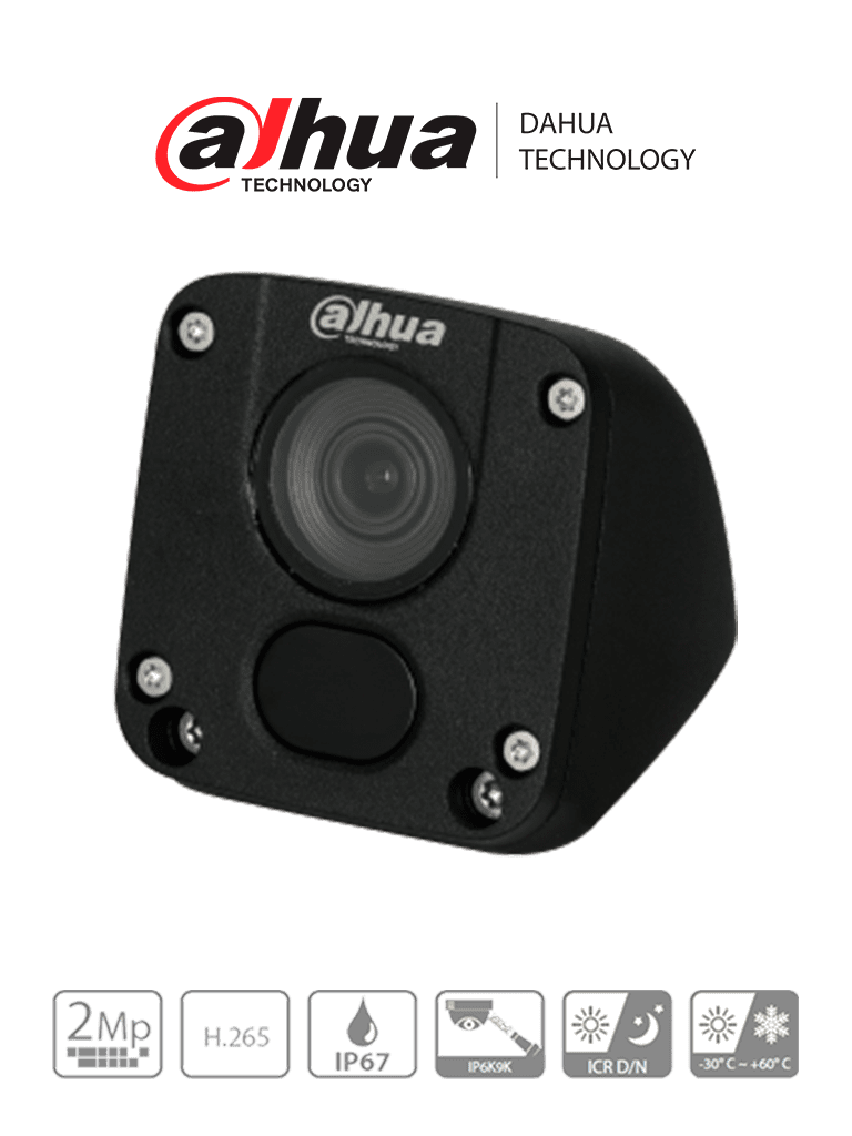 DAHUA IPC-MW1230DN-HM12 - Camara IP para Vehiculos de 2 Megapixeles/ Lente de 2.8mm/ 115 Grados de Apertura/ Ir de 30 Mts/ Protección IP6K9K para Soporta Agua a Presión/