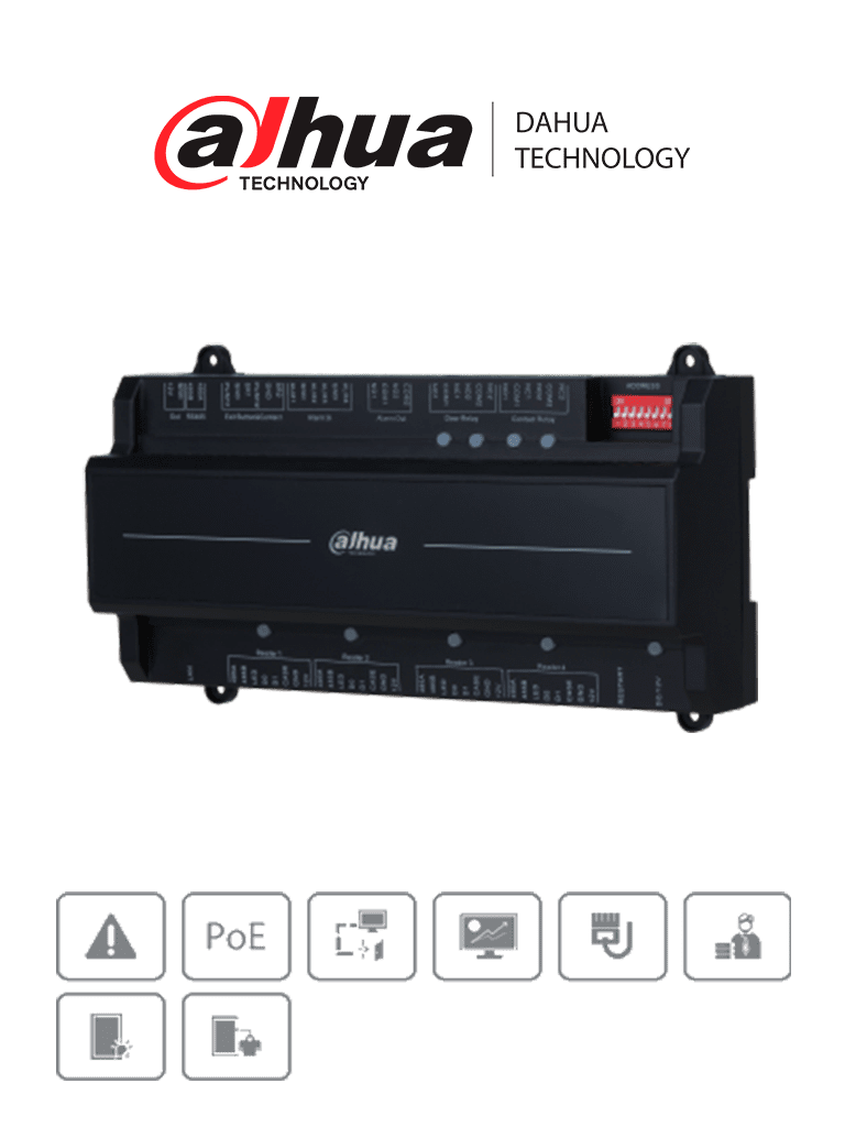 DAHUA ASC2202B-D - Panel de Control de Acceso de 2 Puertas y 4 Lectoras/ TCP/IP/ Wiegand/ 100 000 Usuarios 3 000 Huellas y 500 000 Registros/ Soporta Interlock Anti-passback Desbloqueo Remoto/ Funcion WatchDog #ACCDAHU