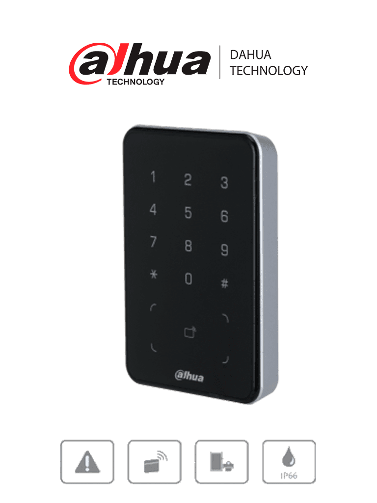 DAHUA DHI-ASR2101A-ME - Lectora con Tecnologia Dual con Teclado para Panel de Control de Acceso/ Soporta Tarjetas ID y Mifare/ Soporta Passwords/ Wiegand y RS-485/ Soporta Uso Exterior/