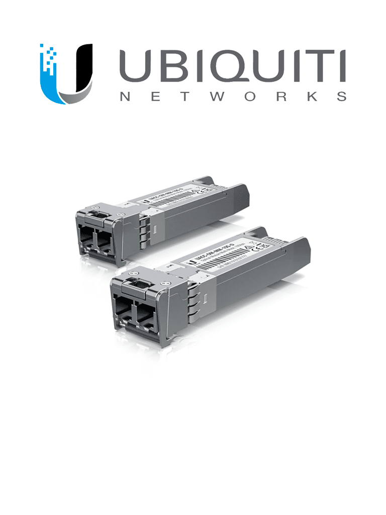 UBIQUITI UACC-OM-MM-10G-D-2 - Módulo UFiber SFP+ 10G con transceptor MiniGBIC multimodo de 10 Gbps alcance de conexión de 300m conectores LC. Paquete de 2 piezas.