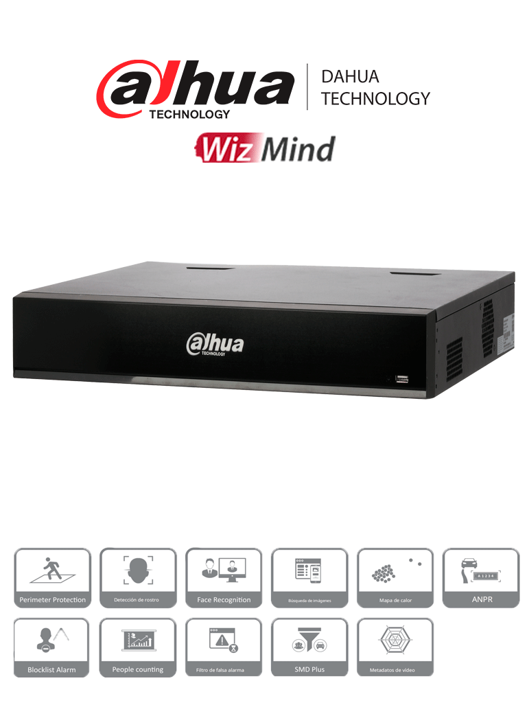 DAHUA DHI-NVR5432-EI - NVR de 32 canales IP 4K con tecnología Acupick WizSense y Smart H.265+. Rendimiento de 384 Mbps 4 bahías para discos duros. IA avanzada. E incluye E/S de alarma y audio