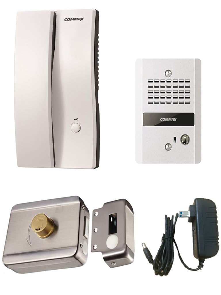 COMMAX PAQDP2SDR2G - Audioportero interfon y frente de calle / 150  Mts / Incluye fuente 12 VDC y contra chapa inteligente