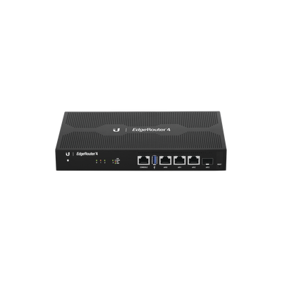 EdgeRouter 4 con 3 puertos 10/100/1000 Mbps + 1 puerto SFP con funciones avanzadas de ruteo