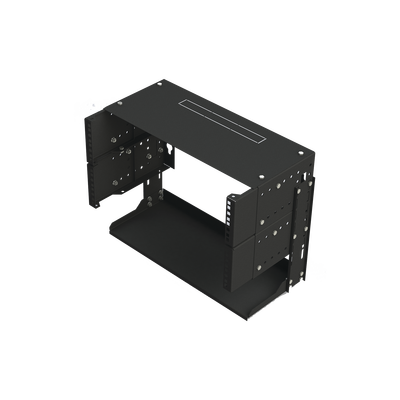 Rack Abierto de montaje en Pared de 19in 5 Unidades de rack Profundidad Ajustable (8" a 12") con Charola de Uso Múltiple.