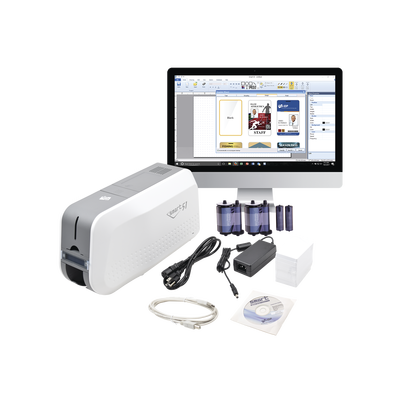 Kit de Impresora tarjetas de PVC / Puede Crecer a Laminador/ Una Cara / Incluye: 2 x Ribbon a Color 100 Tarjetas PVC Kit de Limpieza Software