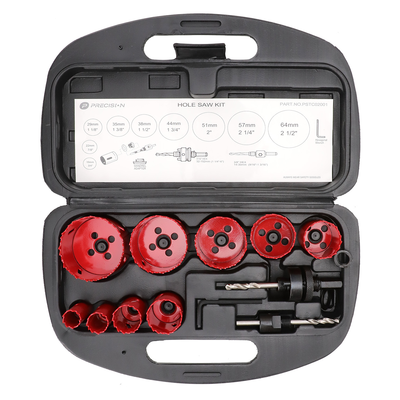 Juego de 13 Brocas Sierra Bimetálica con Adaptadores y Estuche. (3/4" 7/8" 1-1/8" 1-3/8" 1-1/2" 1-3/4" 2" 2-1/4" 2-1/2")