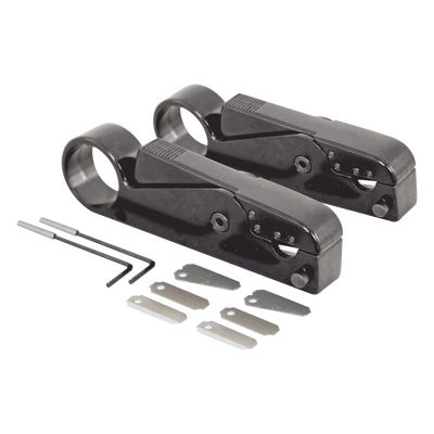 <h3><br><strong>Desforre sus Cables Fácilmente</strong></h3><p>2 herramientas manuales pelacable para cables coaxiales RG-214, RG-8, 9913, 7810A y CNT-400. Incluye juego de 6 navajas extra y 2 llaves Allen de ajuste con resorte para autoalmace