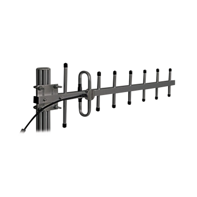 Antena Yagi Anodizada en Negro 340-366 MHz 7 Elementos 10 dB de Ganancia 250 Watt N Macho.