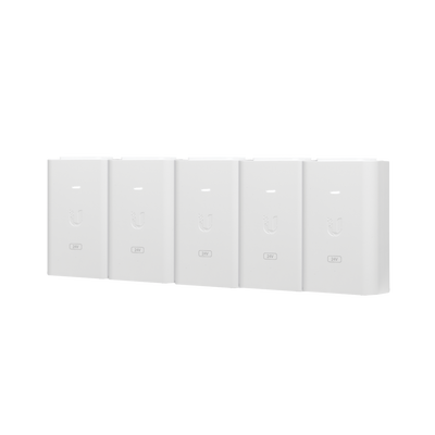 5 Unidades del Adaptador PoE Ubiquiti de 24 VDC 1.0 A con puerto Gigabit color blanco
