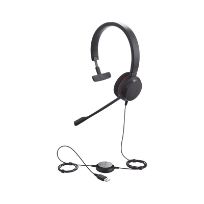 Jabra Evolve 20 Mono con conexión USB micrófono con cancelación de ruido de ultima generación configuración Plug and Play (4993-829-209)