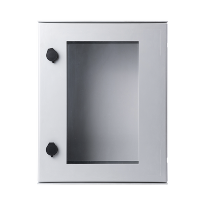 Gabinete de Poliéster IP65 Puerta Transparente Uso en Intemperie (400 x 500 x 200 mm) con Placa Trasera Interior de Plástico (Incluye Chapa y Llave).