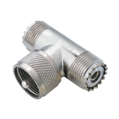 Adaptador en "T" AMPHENOL de UHF Macho (PL-259) a Doble UHF Hembra (SO-239) para WP-629 WP-639 WP-641.