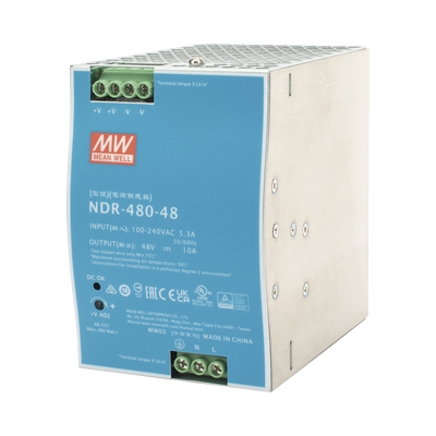Fuente de Poder Industrial de 480W salida 48 Vcc para montaje en riel Din
