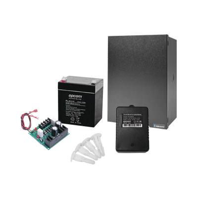 Kit con Fuente ELK Products ( ELK624 ) con salida de 12 Vcc a 1 Amper incluye transformador y batería de 4.5 Amper